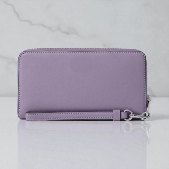 Coach Long Zip Around Wallet Silver/Light Violet Leather CR623 - Picture 2 of 3
